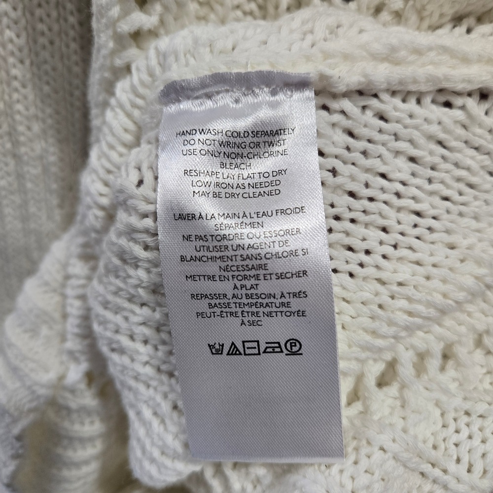 Anthropologie Cream Pointelle Knit Open Back V-Neck Sweater Dress Made in Turkey - Picture 13 of 15